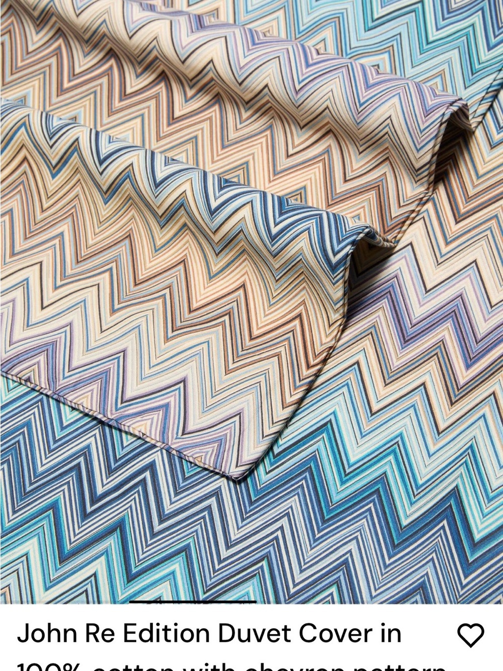 Missoni Zigzag Chevron Duvet Cover in Blue, Tan, Lavender